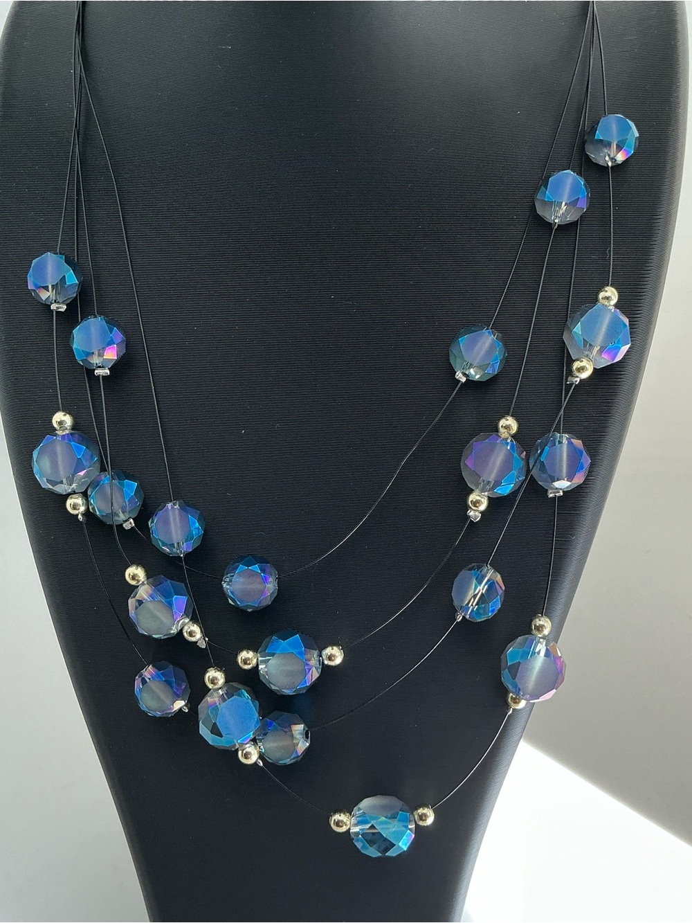 NWT Sophia And Kate Blue AB Rhinestone Necklace Earrings Fashion Set Jewelry